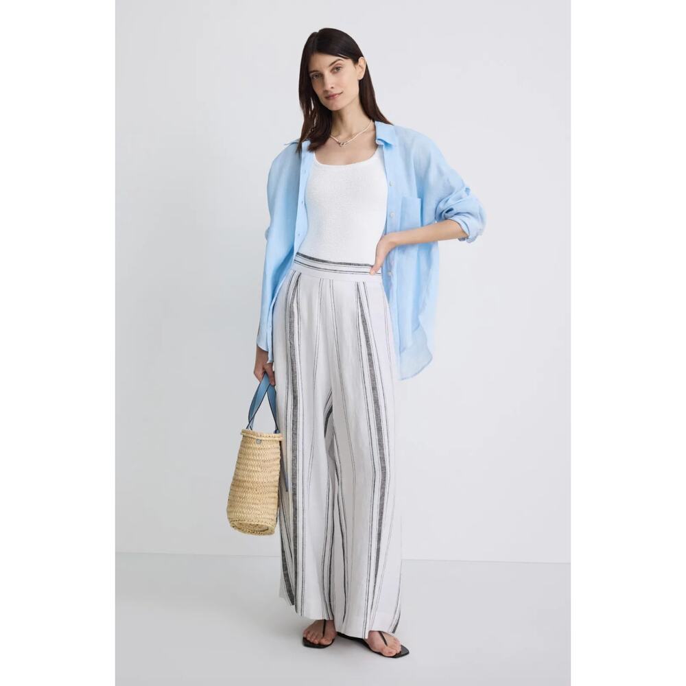 Fifteen Twenty Vivienne Wide Leg Pants High Rise Stripe Linen Trousers Sz XS